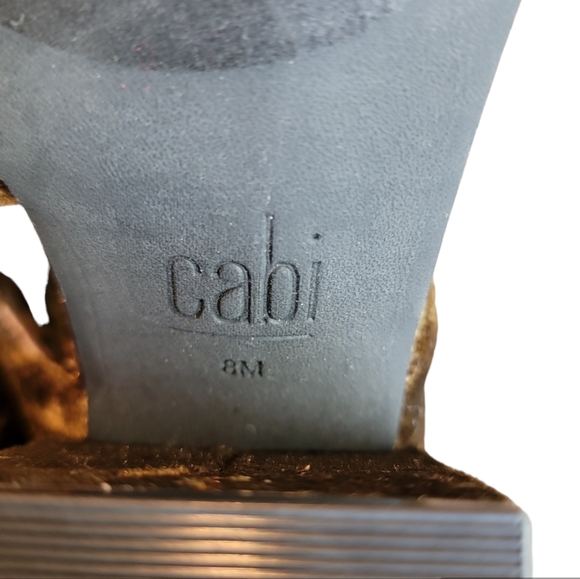 Cabi Olive Green Velvet Interlock Block Heel Sandals Women's Size 8 - Picture 10 of 12